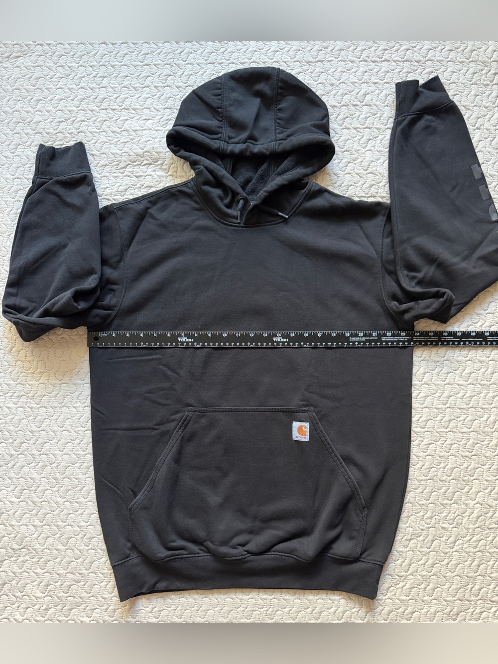 Carhartt Rain Defender 107030 Men’s Medium Black Loose Fit Logo Hoodie - Picture 4 of 14
